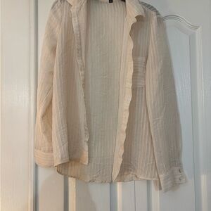 Lulu's Cream Striped Blouse